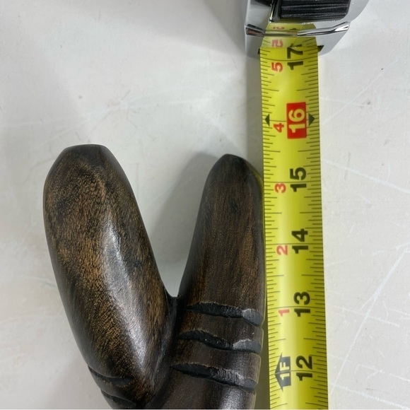 Handmade primitive abstract carved wood sculpture intertwined snake columns - Picture 14 of 16